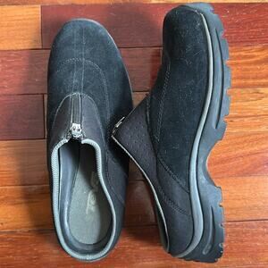 Teva Black Suede Mules Clogs Zipper Size 9 Fall Y2K Comfort 6447 Fall Loungewear